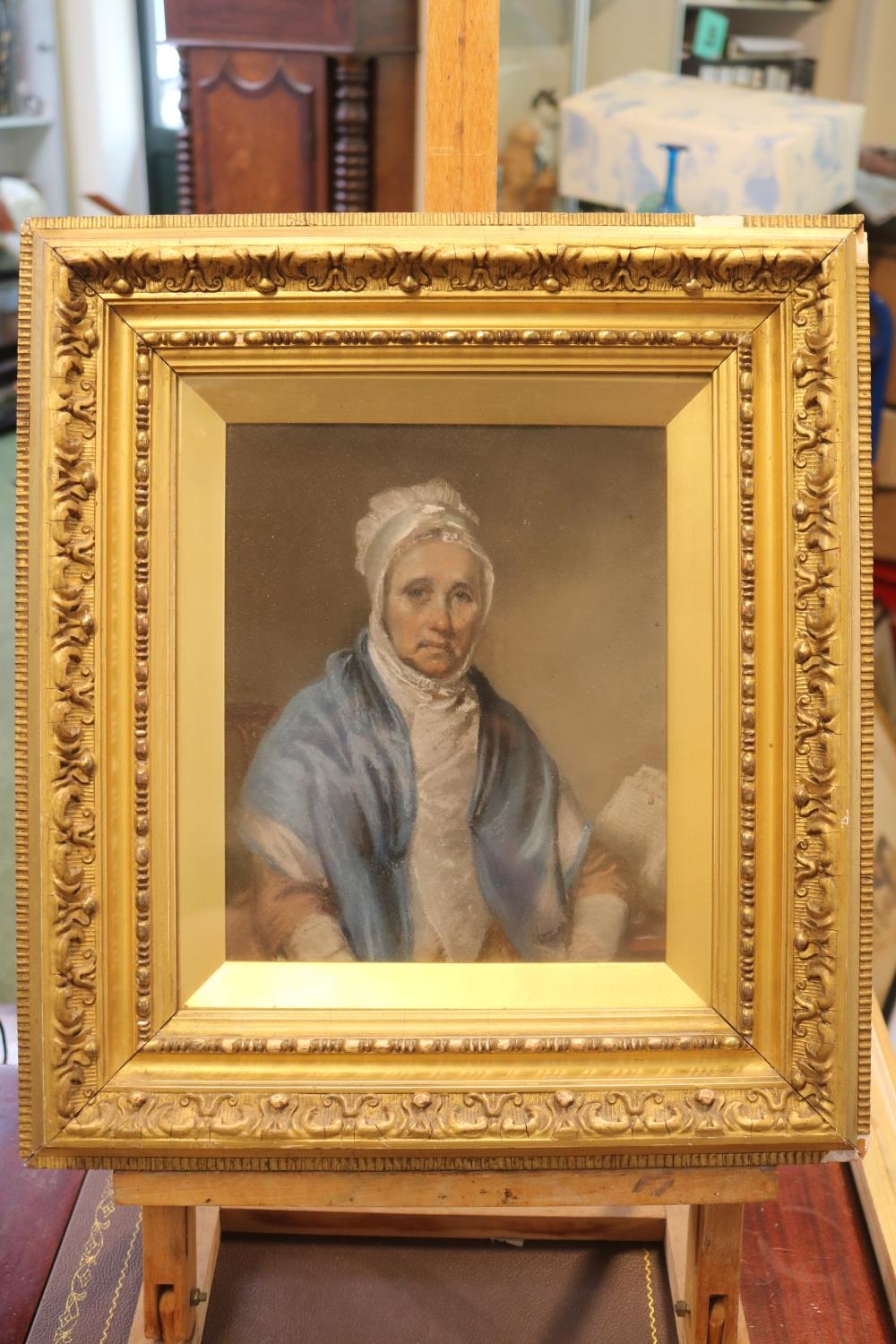 Framed Pastel of a Lady in Bonnet with inscription to verso E N Smith painted in March 1817. 30 x - Image 2 of 4