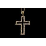 18ct Gold Diamond Claw set Cross on chain 1.00ct total. 42cm in Length. 7g total weight
