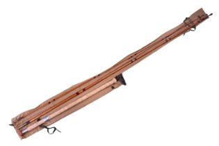 B James & Sons of England Kennett Perfection Cane Fishing Rod 11ft 3 Piece with Cloth Bag