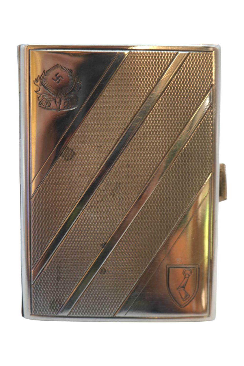 WWII German Third Reich Hermann Wilhelm Goring Silver cigarette case engraved with Goring's crest.