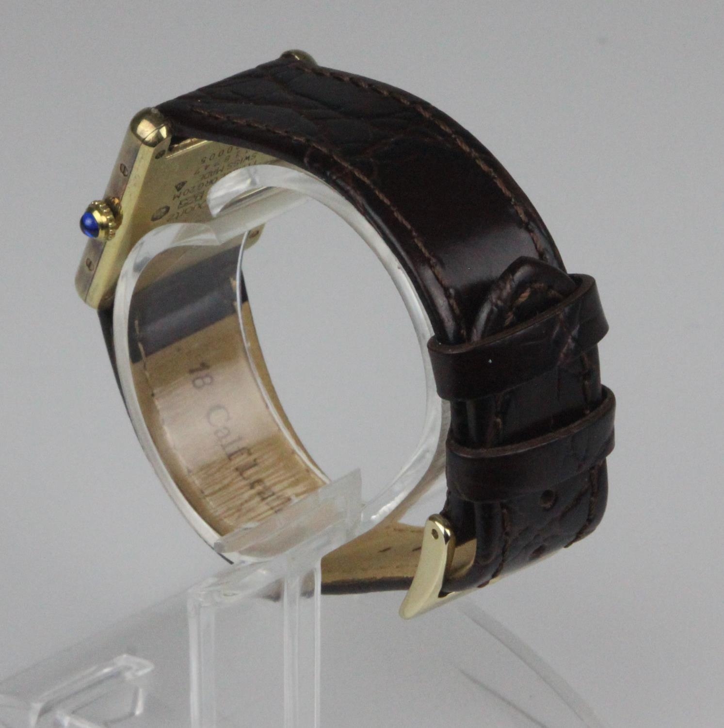 Cartier Vermeil Tank Must De Quartz Silver Gilt Unisex Wristwatch Box & Papers. Cartier Vermeil Tank - Image 5 of 9