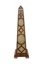Large 19thC Cuban Mahogany and Shagreen inlaid Grand Tour Obelisk with flared base supported on