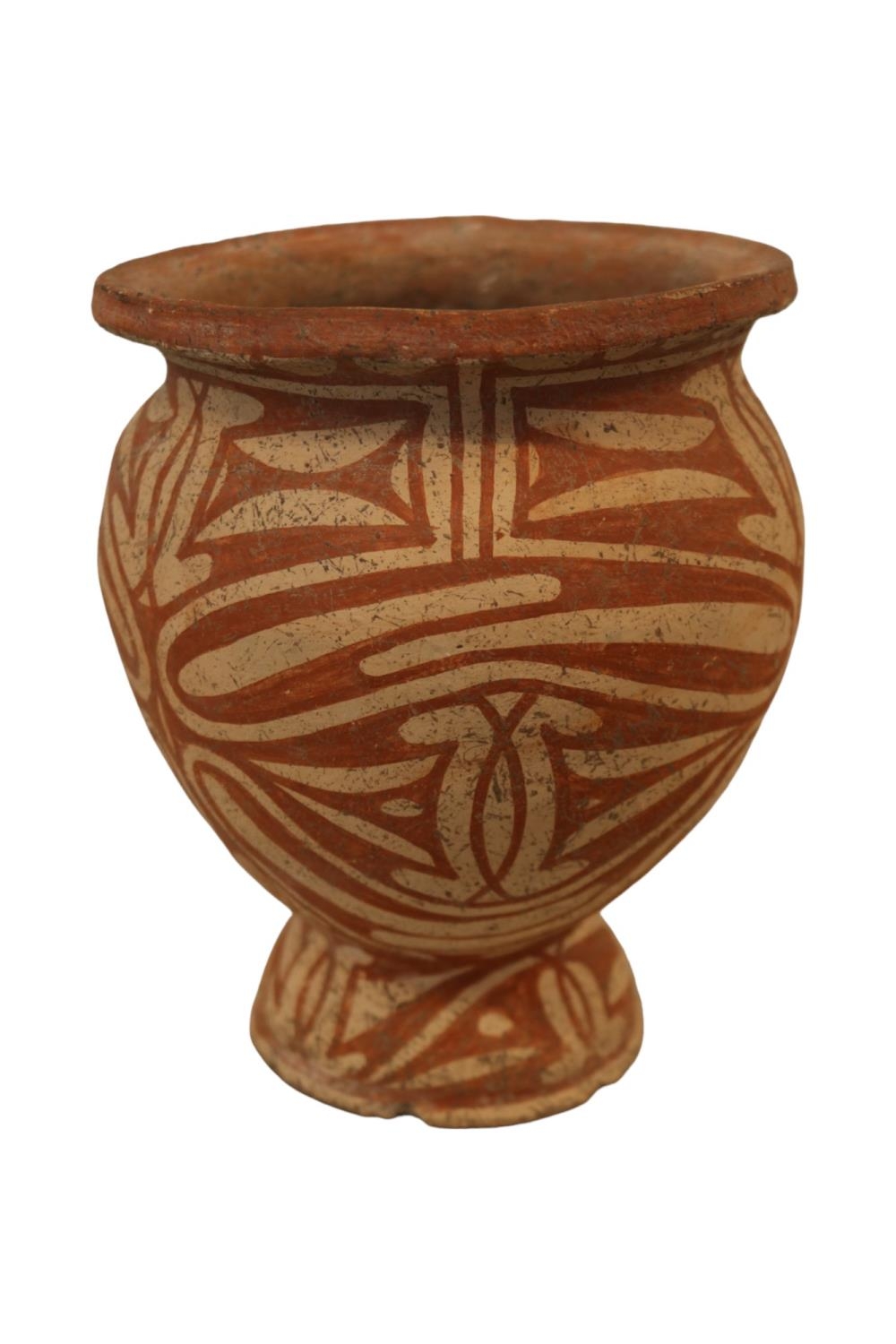 Ban Chiang Thai Ceramic Middle Period 900 - 300 BC. Vase of Ovoid form with flared base with two