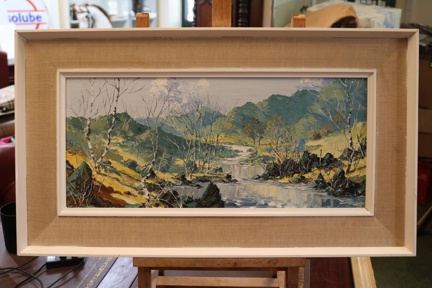 Charles Wyatt Warren (1908-1993). Oil impasto entitled 'The River Glaslyn' 53 x 24cm - Image 2 of 4