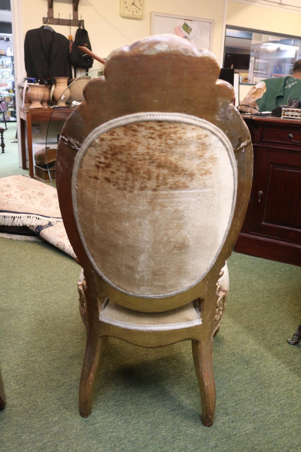 Early 19thC Italian Gilded Gesso Chair with upholstered back and seat with spoon back. Ippolito - Image 4 of 5