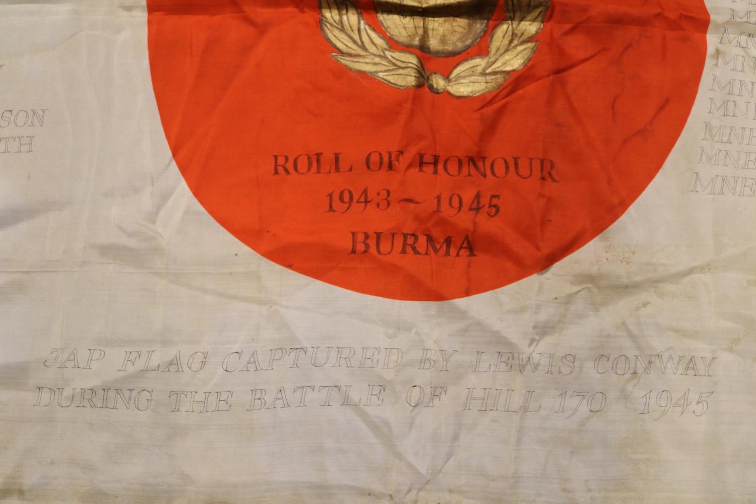 WWII Japanese Flag captured by 44 Royal Marine Commandoes Cannock Royal Marine Roll of Honour 1943- - Image 6 of 6