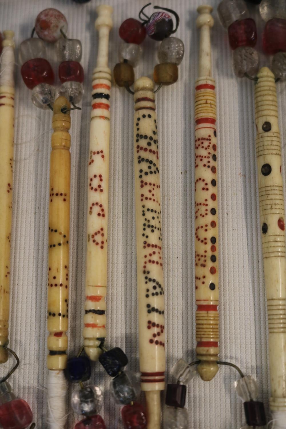 Large collection of 19th Century Wood and Bone Lace Makers Bobbins, including named examples to - Image 3 of 5