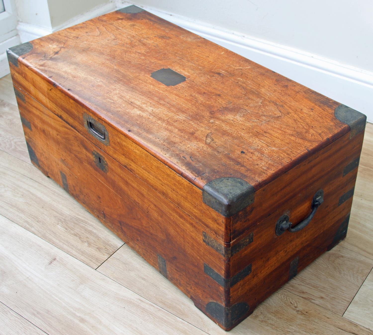 Victorian Camphorwood Campaign Trunk Belonging to a WT Askew. A Victorian military campaign trunk,