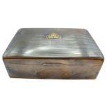 Silver Cigar box with machined decoration and applied British Indian Army Ordnance Corps Calcutta