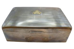 Silver Cigar box with machined decoration and applied British Indian Army Ordnance Corps Calcutta