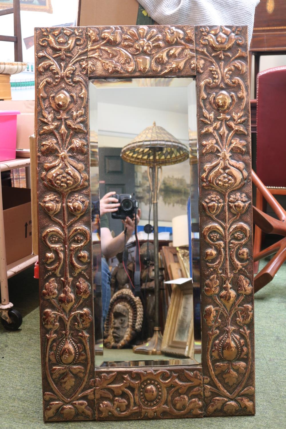 Arts & Crafts (Newlyn School) Rectangular Copper framed mirror after John Pearson - Bild 3 aus 4
