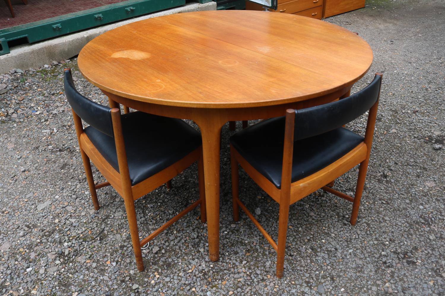 Mid Century A.H. McIntosh & Co of Kirkcaldy Scotland Extending Dining table with 4 Space Saver - Image 2 of 5