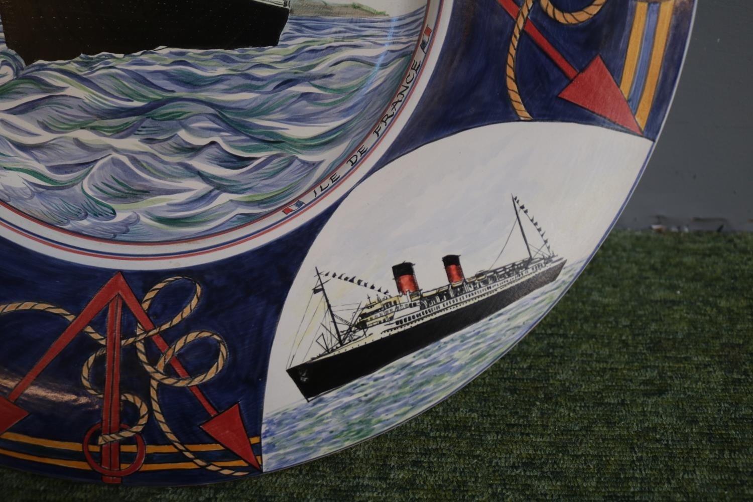 Poole Artist Studio Pottery 'Liner' dish 1 of 1 by Karen Brown dated 2004 to include Titanic, QE II - Image 5 of 7