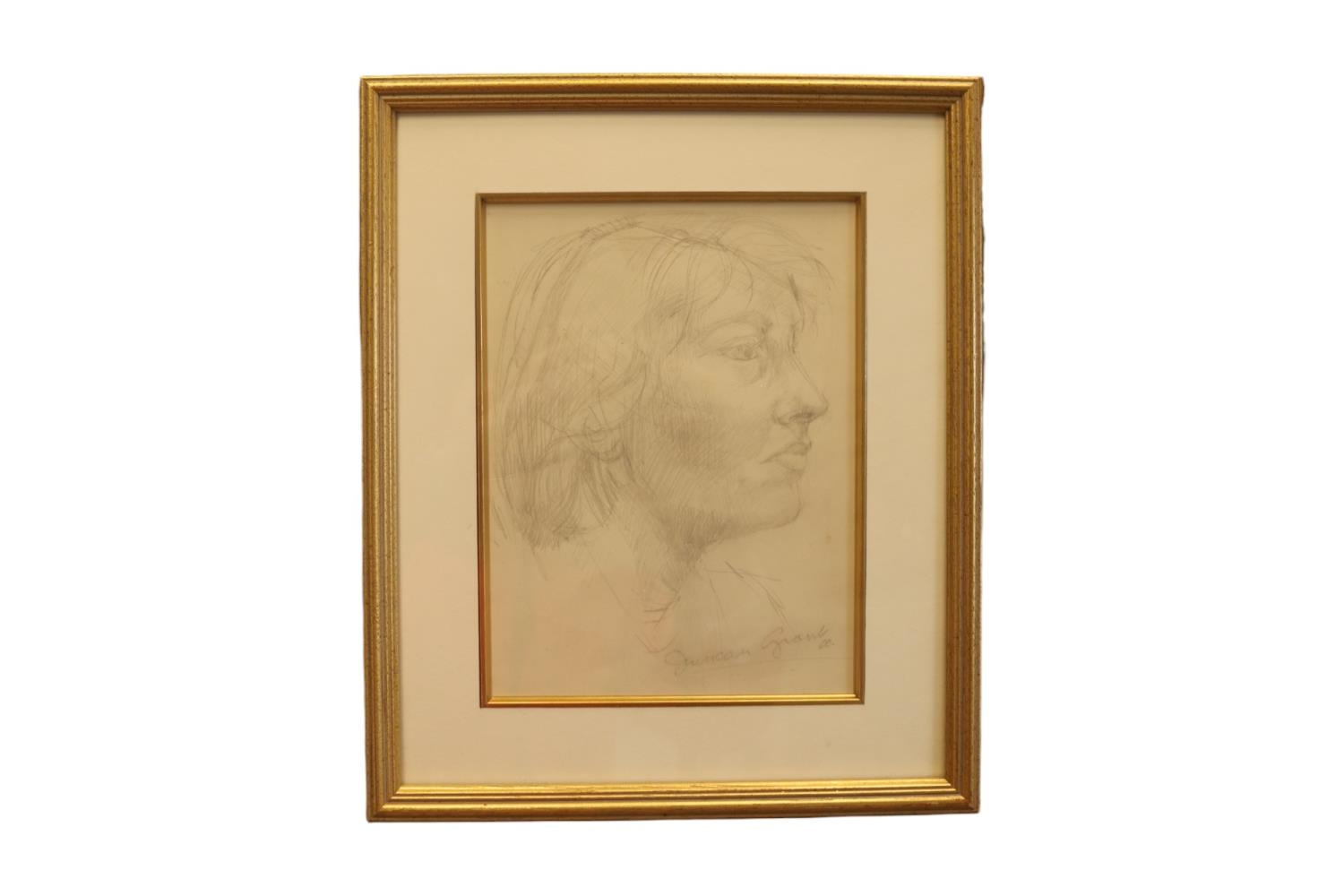 Duncan Grant (Scottish, 1885-1978). Pencil sketch portrait of an unknown lady sitter signed and