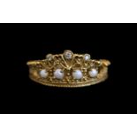 Stuart Devlin; Princess Diana Tiara Ring designed in 18ct Gold with Claw set Cultured seed pearls