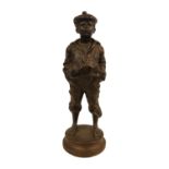 After Victor Szczeblewski, bronze figure "Le Siffleur", depicting a whistling boy raised on a