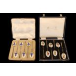 Cased set of 6 Silver enamelled Teaspoons Birmingham 1913 65g and a Cased Set of Silver Enamelled