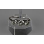 9ct White Gold Three Diamonds 1.6ct Ring. A 9ct white gold (tested - hallmarks rubbed) ring set with