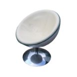 Mid Century Egg chair in the style Eero Aarnio Finish swivel chair on Chrome base with Leather