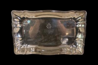 Large Post WW1 Silver Presentation dish engraved 'From the Officers of the 52nd Devons Army of the