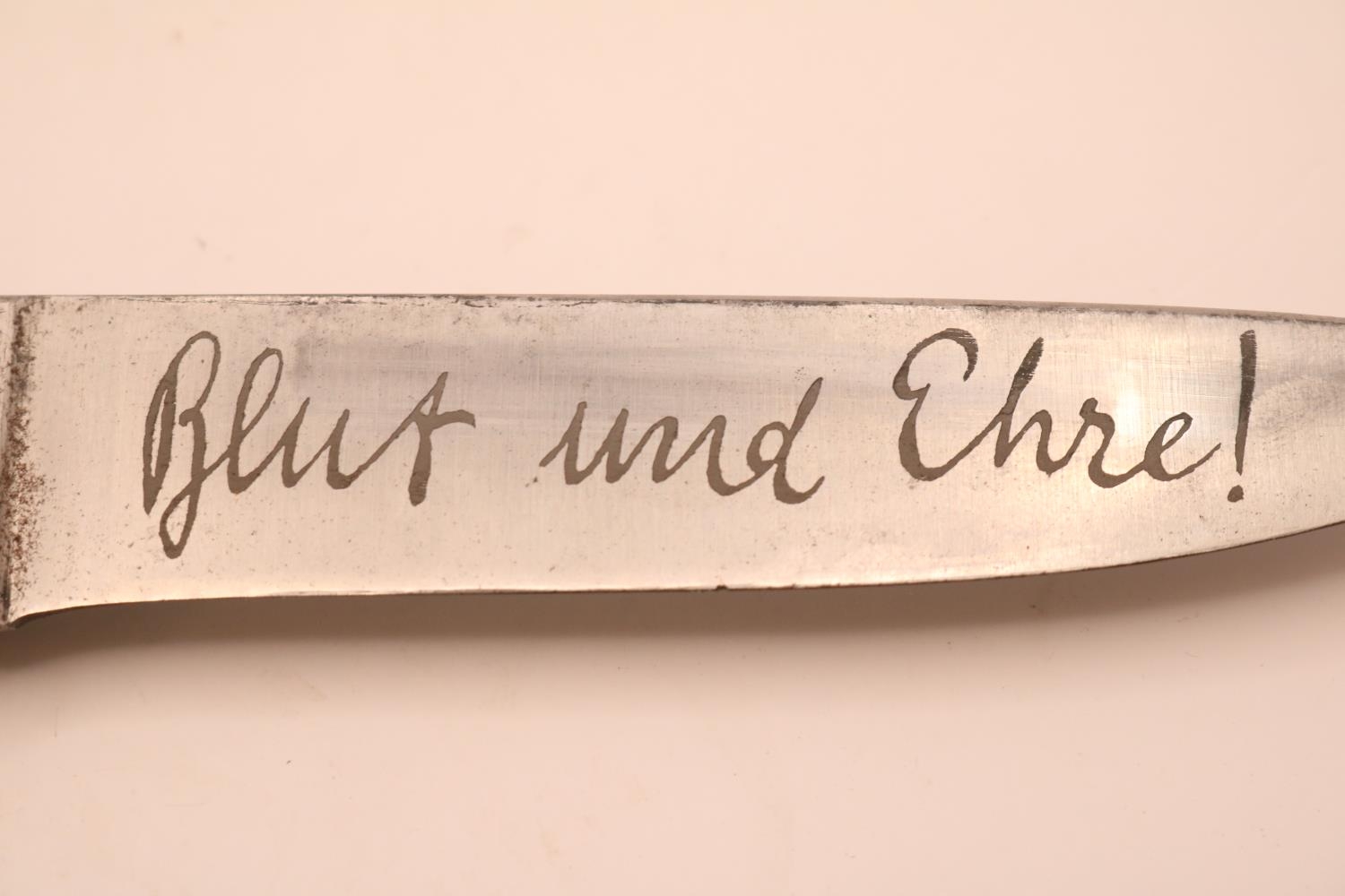 German WW2 Third Reich Nazi Hitler Youth dagger with etched motto 'Blut Und Ehre' and Emil Voos - Image 6 of 7