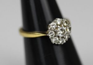 18ct Gold & Platinum Nine Diamond Set Ring Est 1.00CT. A simply stunning 18ct gold & platinum 9