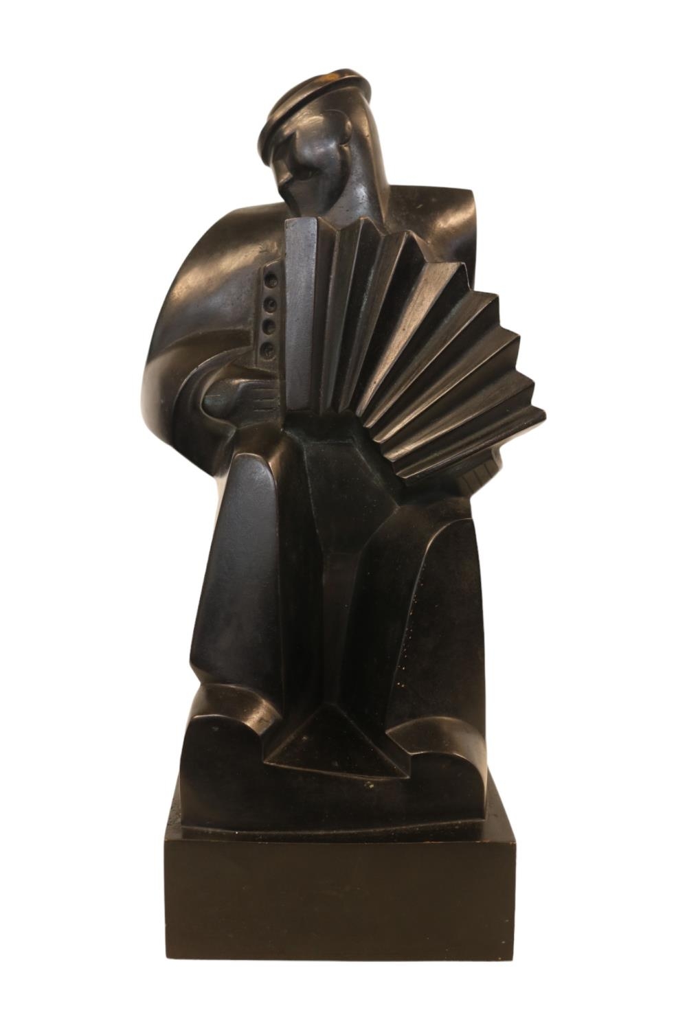 'L'Accordéoniste' (Accordionist), Art Deco Cast Bronze after Jan and Joel Martel 1896 - 1966. 35cm