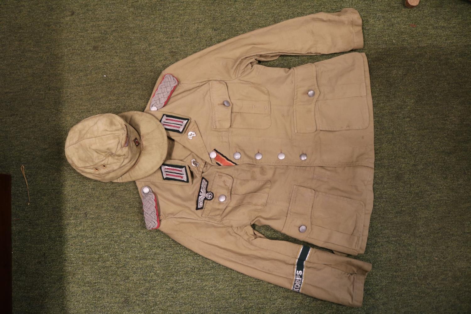 WWII German Third Reich Panza officers African corps tunic with cap dated 1941 - Image 2 of 8