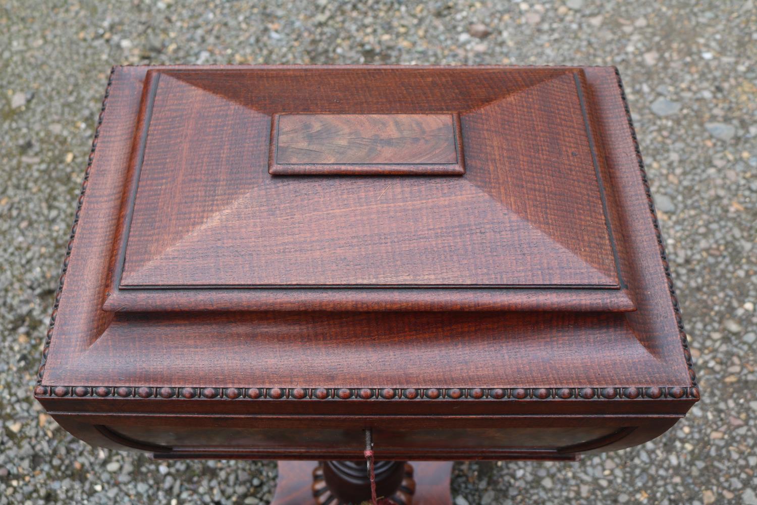 William IV Mahogany Rosewood Veneered Teapoy with fitted interior sup-ported on trefoil base. 43cm - Image 3 of 4