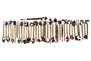 Large collection of 19th Century Wood and Bone Lace Makers Bobbins, including named examples to