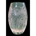 Lalique Bucolique Dandelion vase, impressed decoration to the swollen sleeve shaped body,