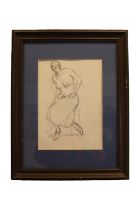 Duncan Grant (Scottish, 1885-1978) Pencil sketch full body portrait of a scantily clad (nude) female
