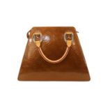 Louis Vuitton. Handbag Metallic bronze Monogram Vernis Forsyth GM. Leather exterior, dual rolled