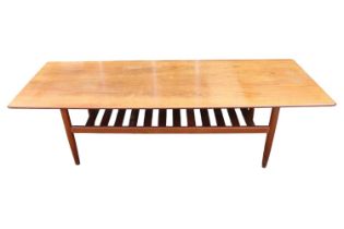 Rare Extra Large G-Plan Coffee table with slatted under tier. 161cm in Length