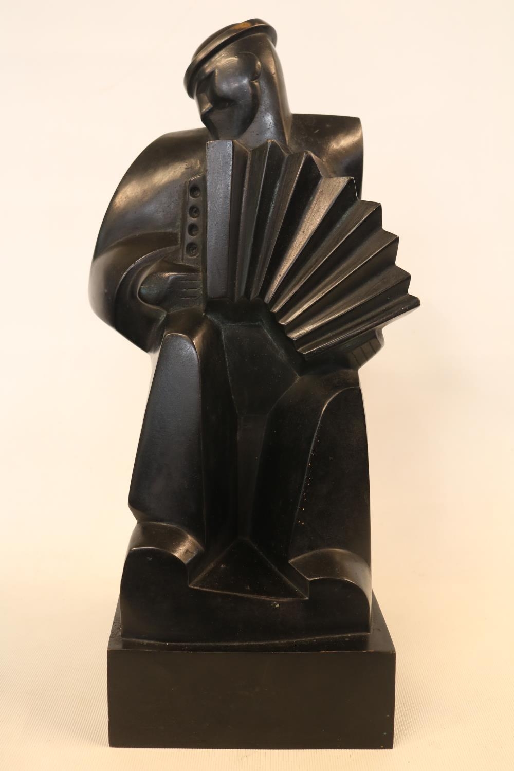 'L'Accordéoniste' (Accordionist), Art Deco Cast Bronze after Jan and Joel Martel 1896 - 1966. 35cm - Image 5 of 6