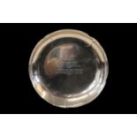 Sterling Silver World War II Presentation Lily decorated dish engraved 'Presented to Mr.H.T.
