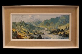 Charles Wyatt Warren (1908-1993). Oil impasto entitled 'The River Glaslyn' 53 x 24cm