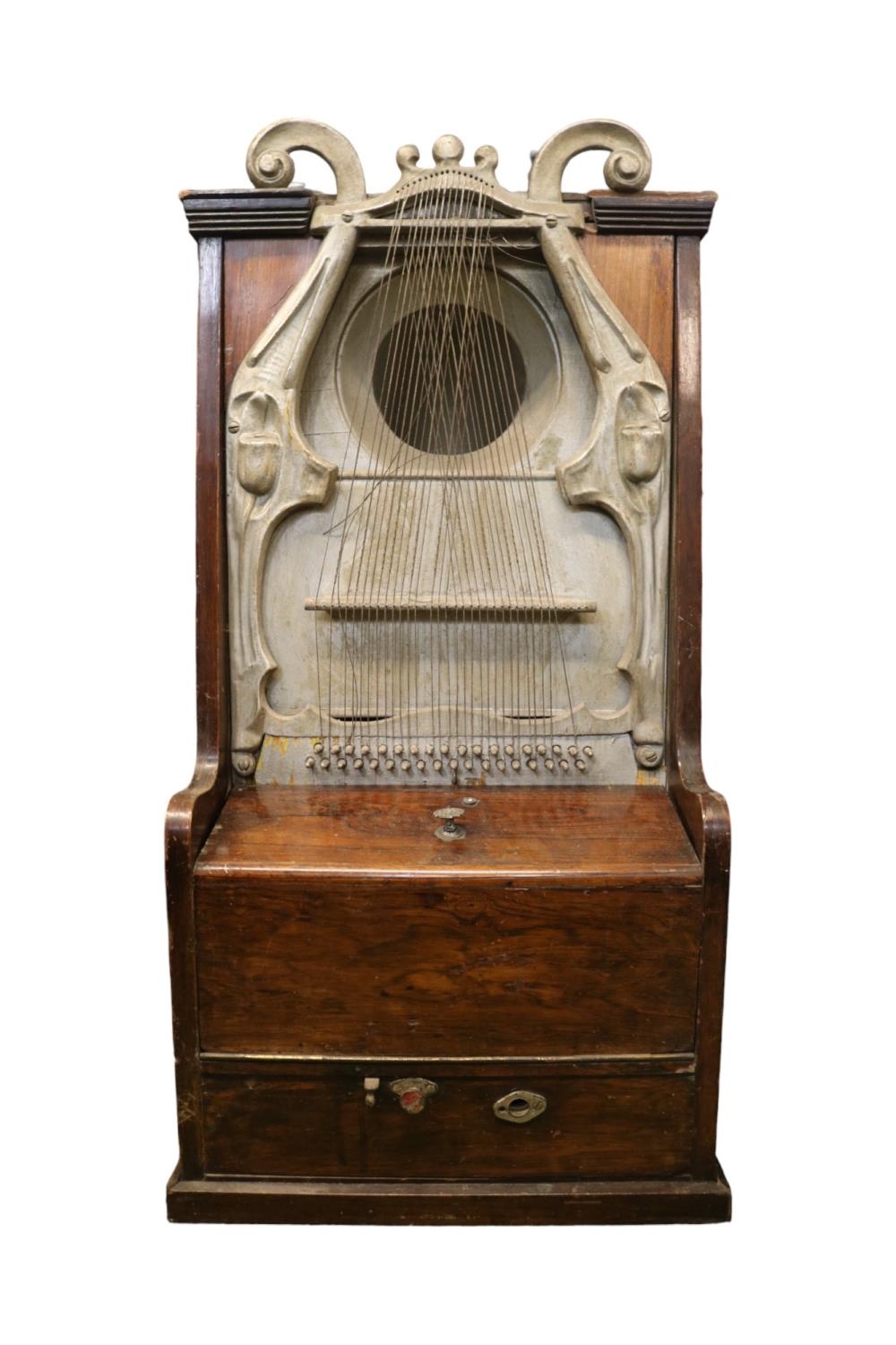 Unusual early twentieth century Klingsor phonograph in oak case with flap down front exposing record