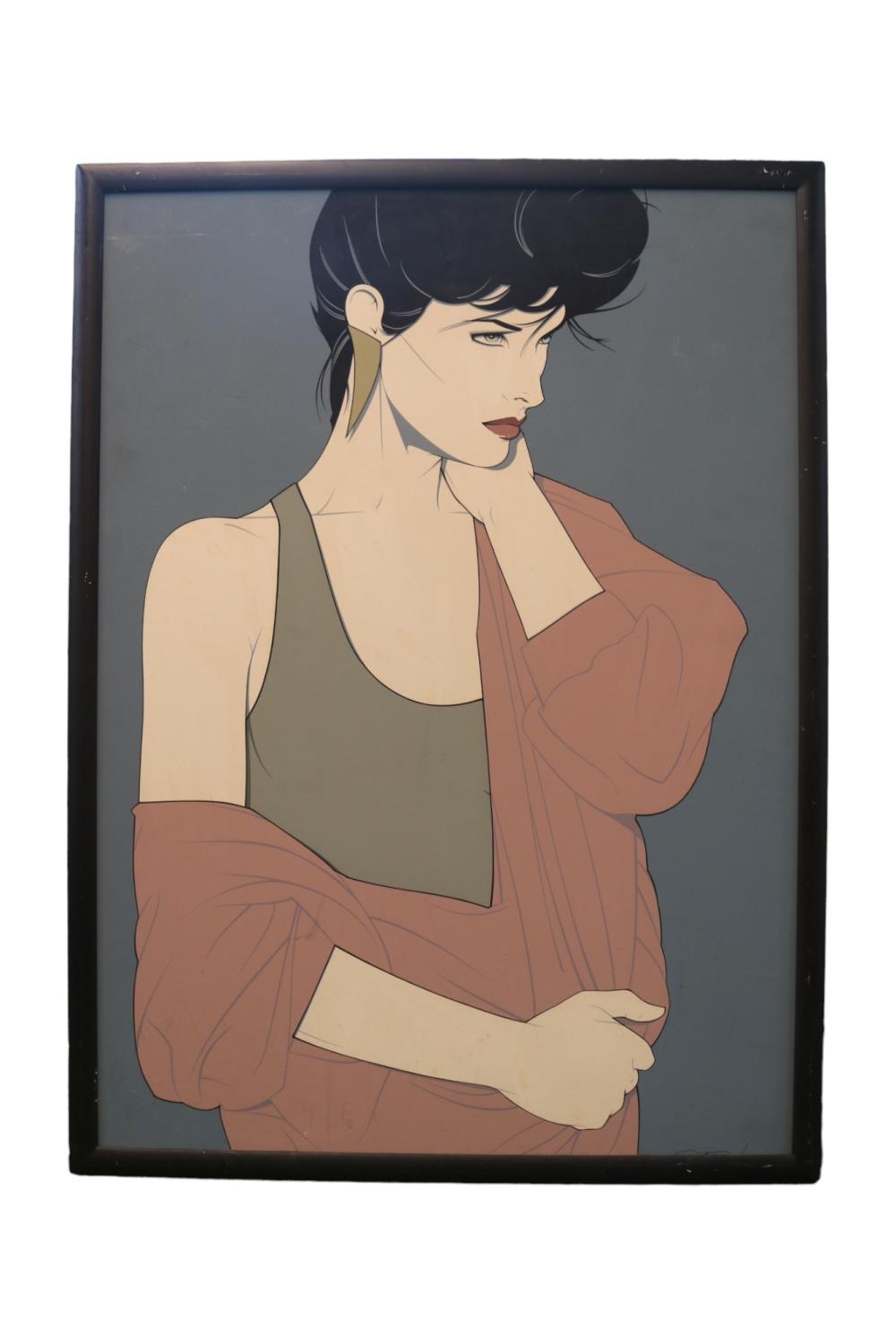 Patrick Nagel (American, 1945-1984). Art Deco Pop Art early 1980s original illustrated print