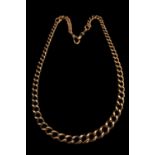 Late 19thC Rose Gold Graduated watch chain necklace with lobster clasp fittings 44cm in Length.