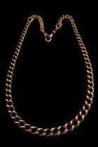 Late 19thC Rose Gold Graduated watch chain necklace with lobster clasp fittings 44cm in Length.
