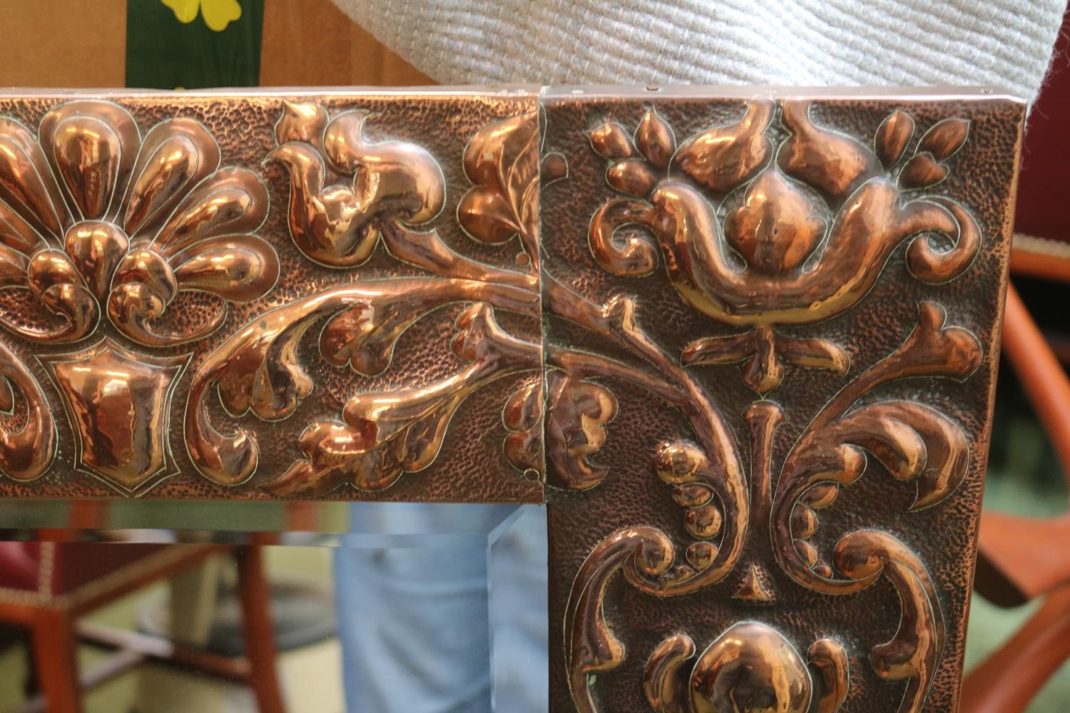 Arts & Crafts (Newlyn School) Rectangular Copper framed mirror after John Pearson - Image 4 of 4