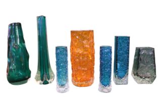 Collection of Whitefriars Geoffrey Baxter Glassware to include Tangerine vase, Coffin Vase in