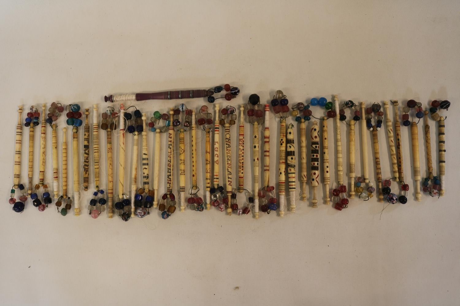 Large collection of 19th Century Wood and Bone Lace Makers Bobbins, including named examples to - Image 2 of 5