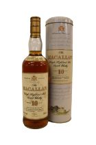 The Macallan, 10 year old single malt highland whisky, 40%, 70cl, in original tin tube