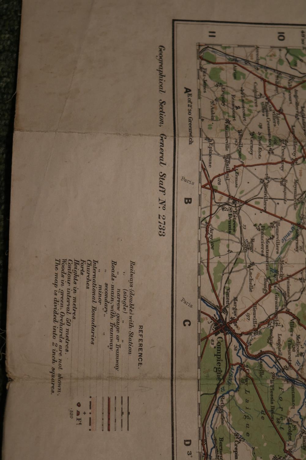WW1 Collection of Trench Maps to include Amiens 17 1/100,000, North West Europe 1/250,000, France - Image 8 of 11