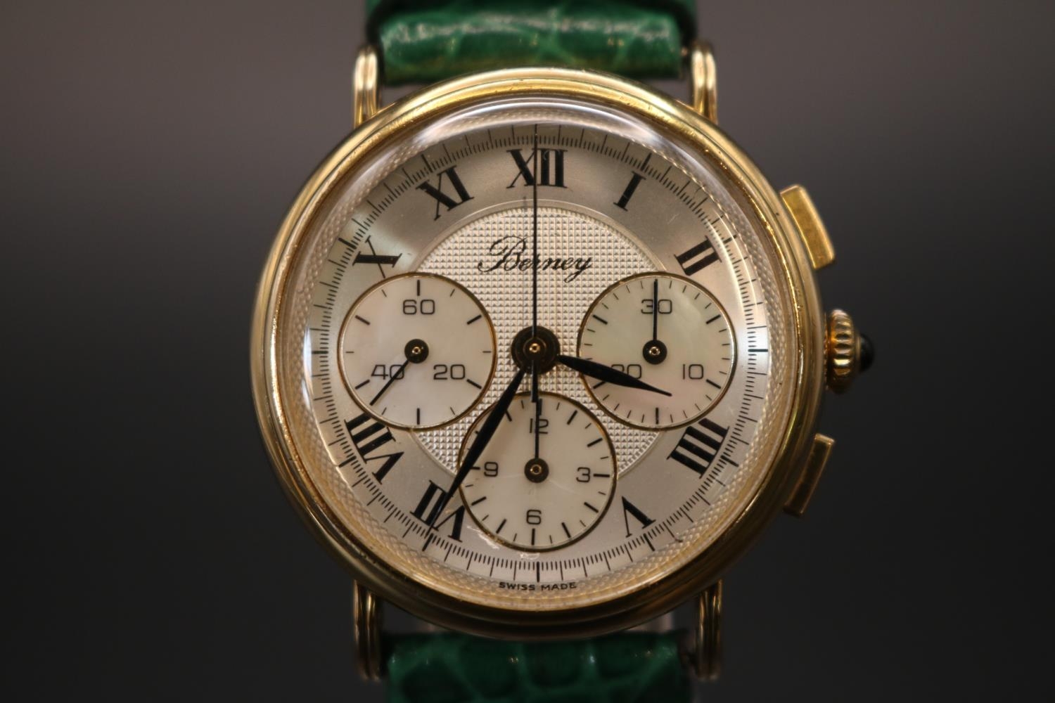 Lemania 17 Jewel Gentlemen's Berney wristwatch with 3 Dial Chronograph. C 1965 In working order 32mm - Image 2 of 3