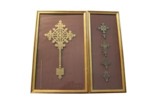 Framed 19th century Ethiopian Coptic Christian Blessing decoration and a Framed collection of