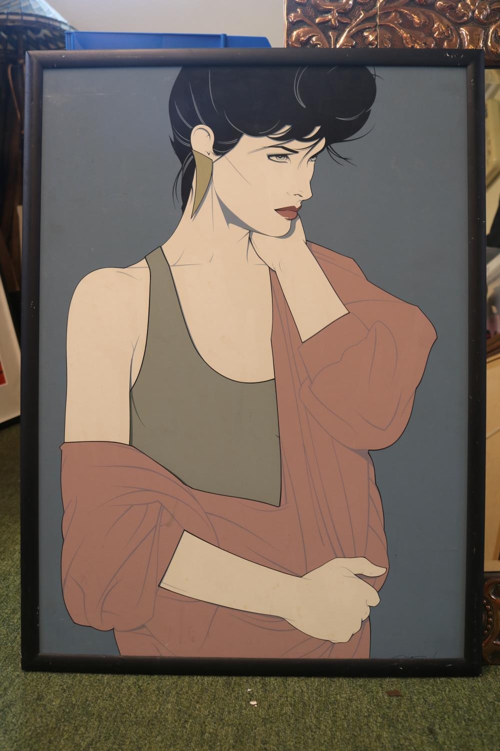 Patrick Nagel (American, 1945-1984). Art Deco Pop Art early 1980s original illustrated print - Bild 2 aus 2