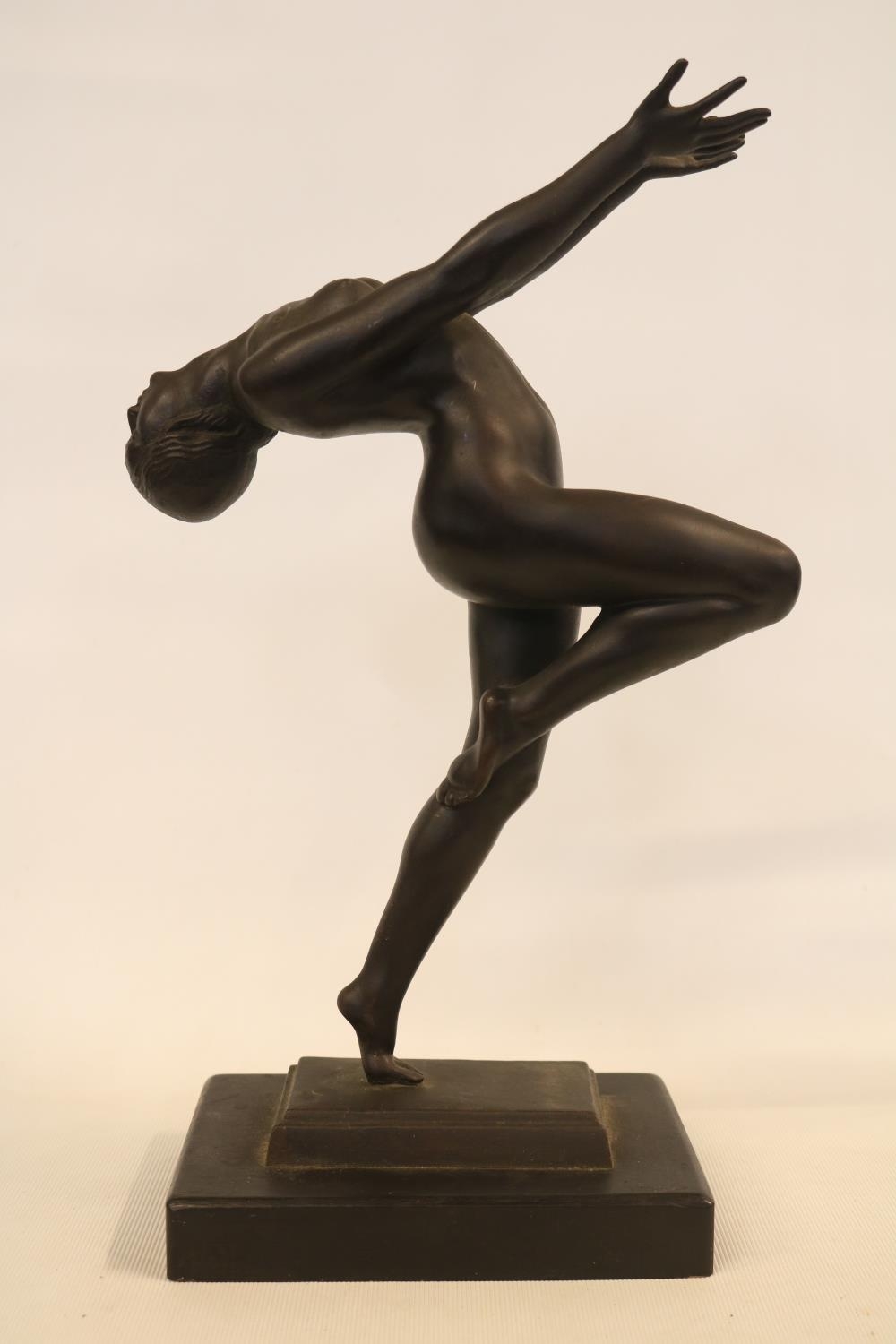 Charles Dyson-Smith (British 1891-1960), a patinated bronze figure of a naked girl with arms - Image 2 of 4